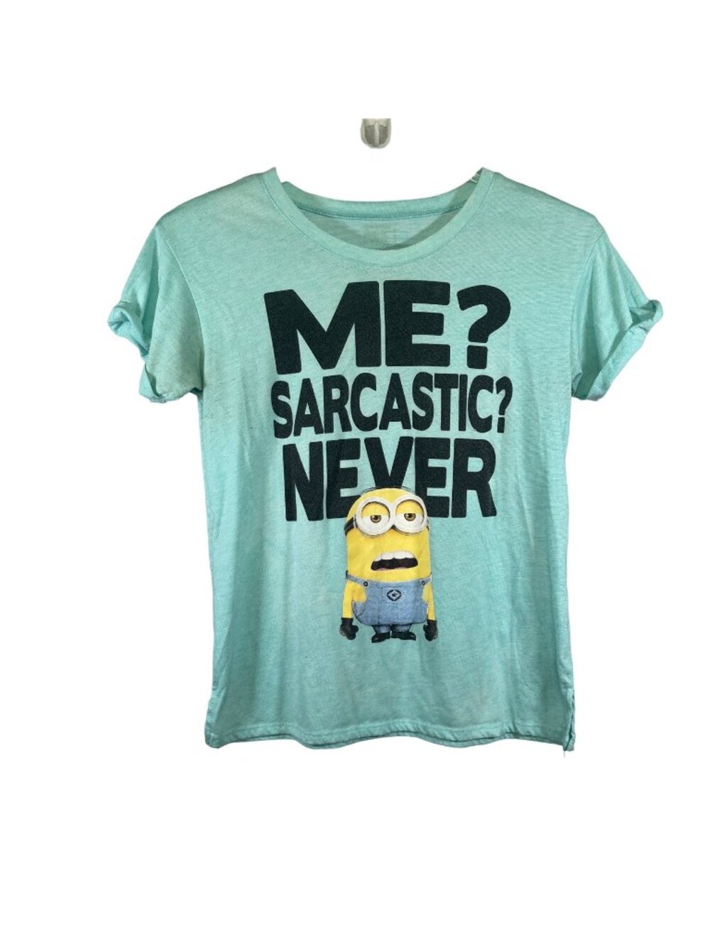 Despicable Me Womens Graphic T-Shirt Mint Green Cotton Short Sleeve